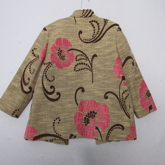 Vintage Painted Pony Jacket Large Floral Art to Wear Lagenlook Open Front USA - Picture 2 of 9